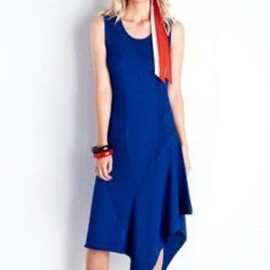 Pink Tartan Cobalt Blue Asymmetrical Sleeveless Dress